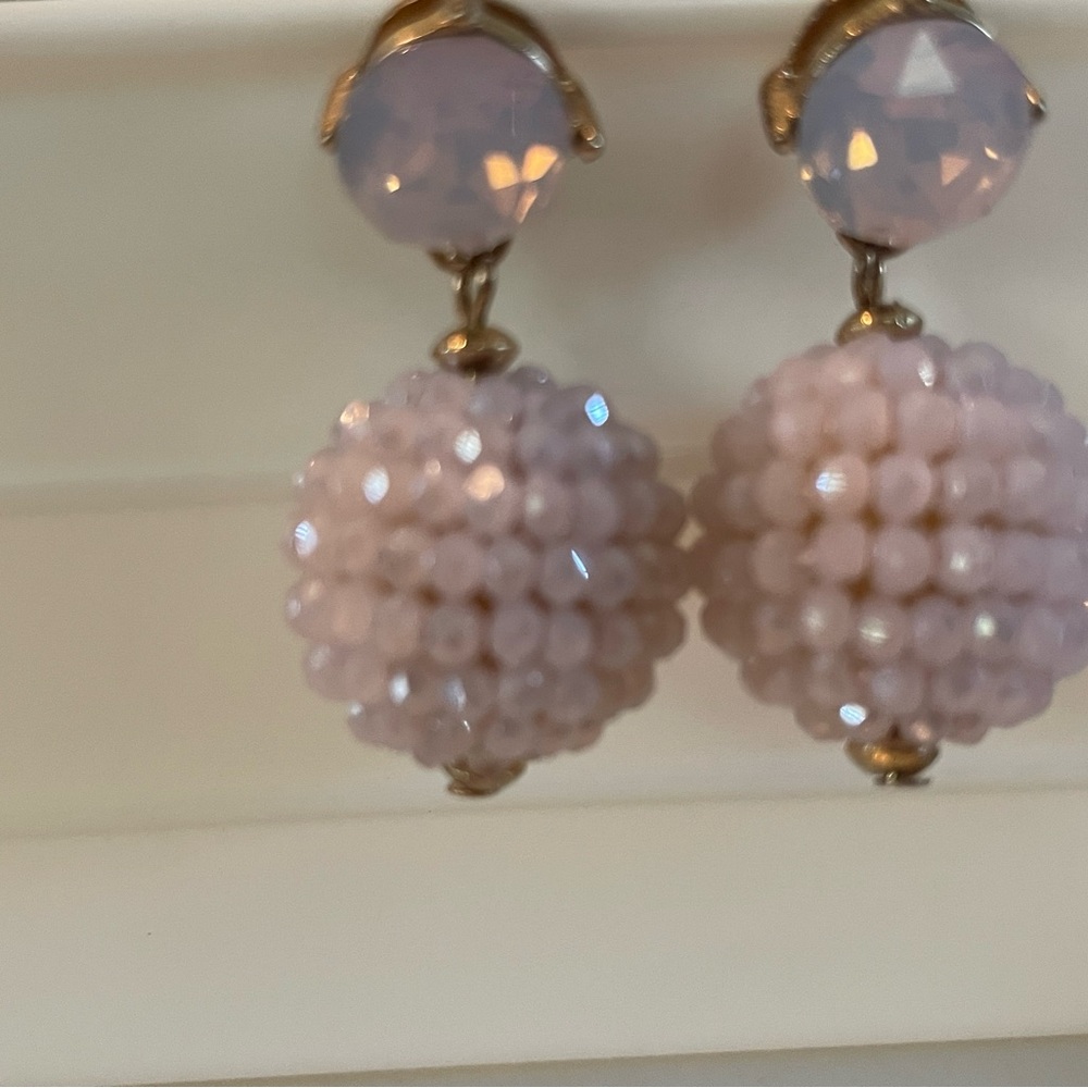 Vintage Drop Bead Pink Post Earrings